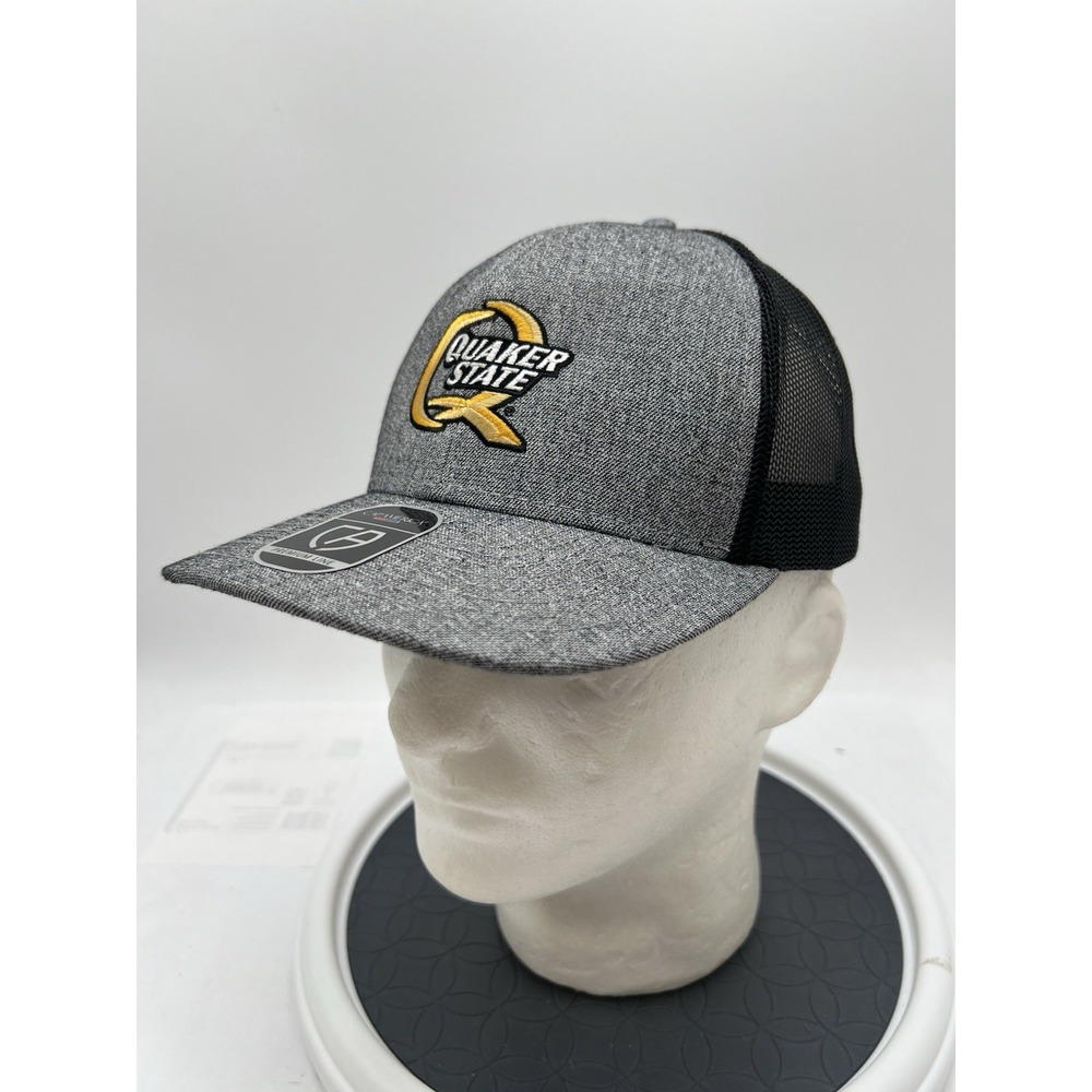 Quaker State Oil CapAmerica Trucker Hat Gray Black Mesh Snapback Racing